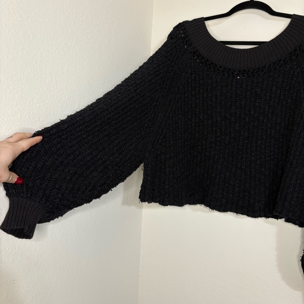 Free People Pandora's Boatneck Sweater in black size Small Oversized - Picture 5 of 13